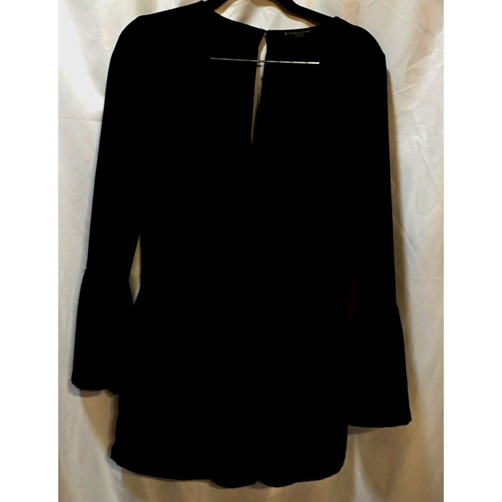 Massimo Fabbro Italy Black Romper 4 V-Neck Bell Sleeve Keyhole Pockets Shorts